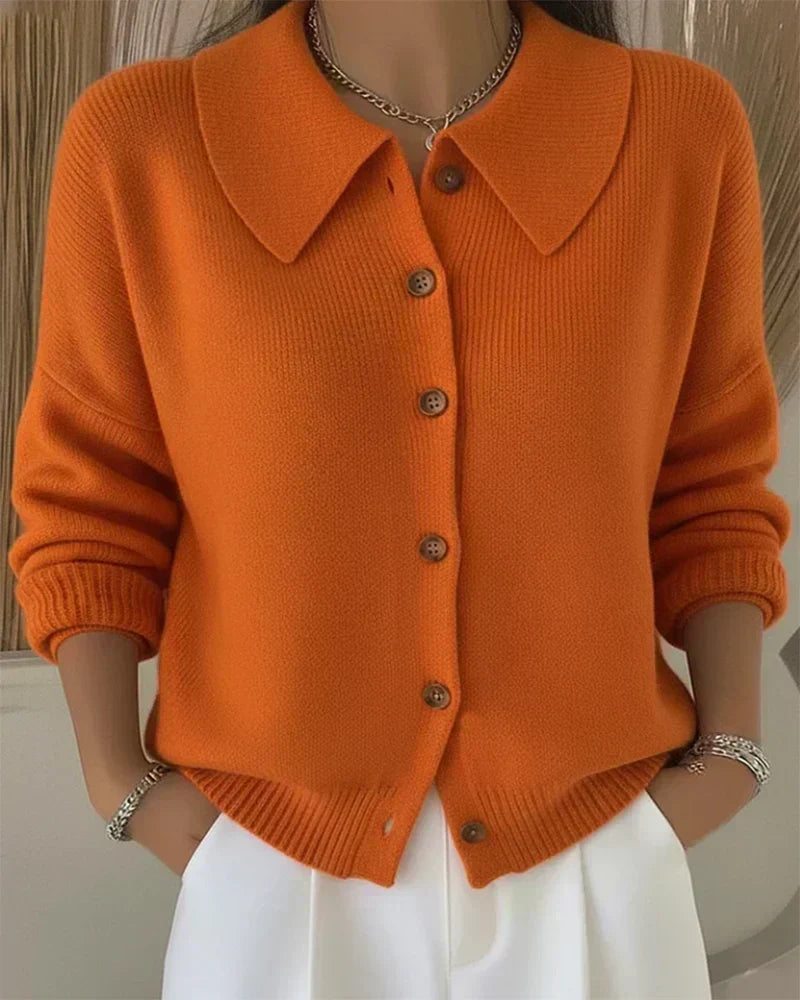 Cristina | Chaqueta de Punto con Cuello Camisero