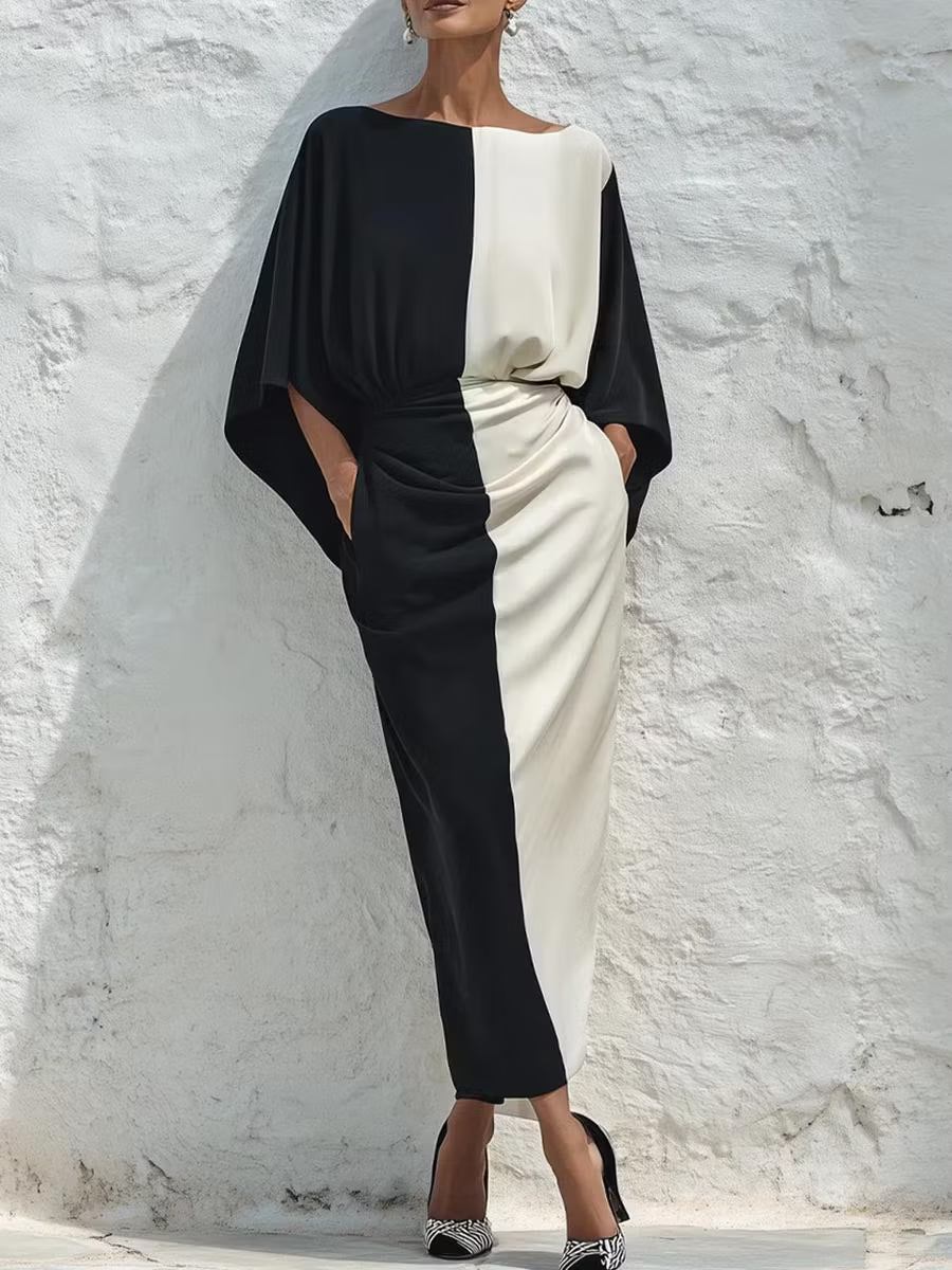 Albane | Conjunto de Top y Falda Midi en Contraste Blanco y Negro
