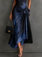 Maude | Vestido Midi Envolvente con Estampado Abstracto y Volantes