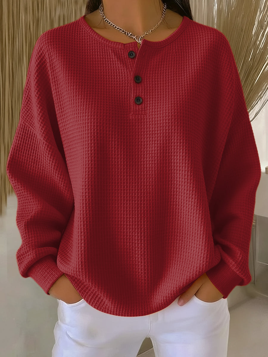 Amelia | Sudadera Henley Gofrada