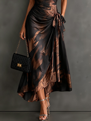 Maude | Vestido Midi Envolvente con Estampado Abstracto y Volantes