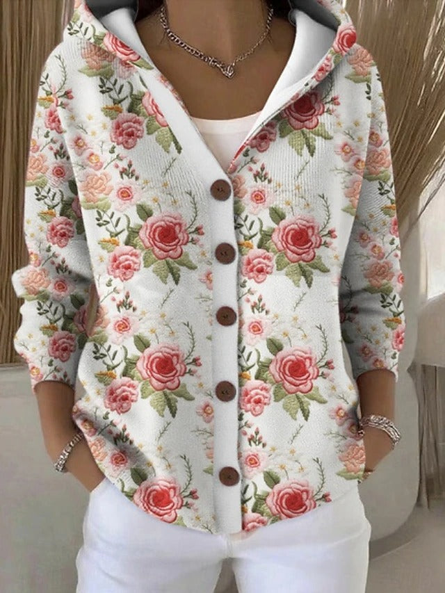 Maite | Chaqueta de Punto Estampada con Capucha