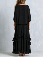 Ondine | Conjunto de Top de Chiffon con Flecos y Falda con Volantes