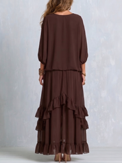 Ondine | Conjunto de Top de Chiffon con Flecos y Falda con Volantes