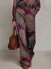 Joséphine | Conjunto de Camisa y Pantalón Ancho de Satén con Estampado Paisley