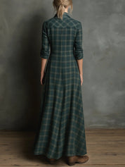 Margaux | Vestido Camisa Largo con Cuello Vichy
