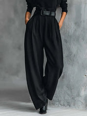 Noëlla | Conjunto de Top de Cuello Alto Negro y Pantalón Recto